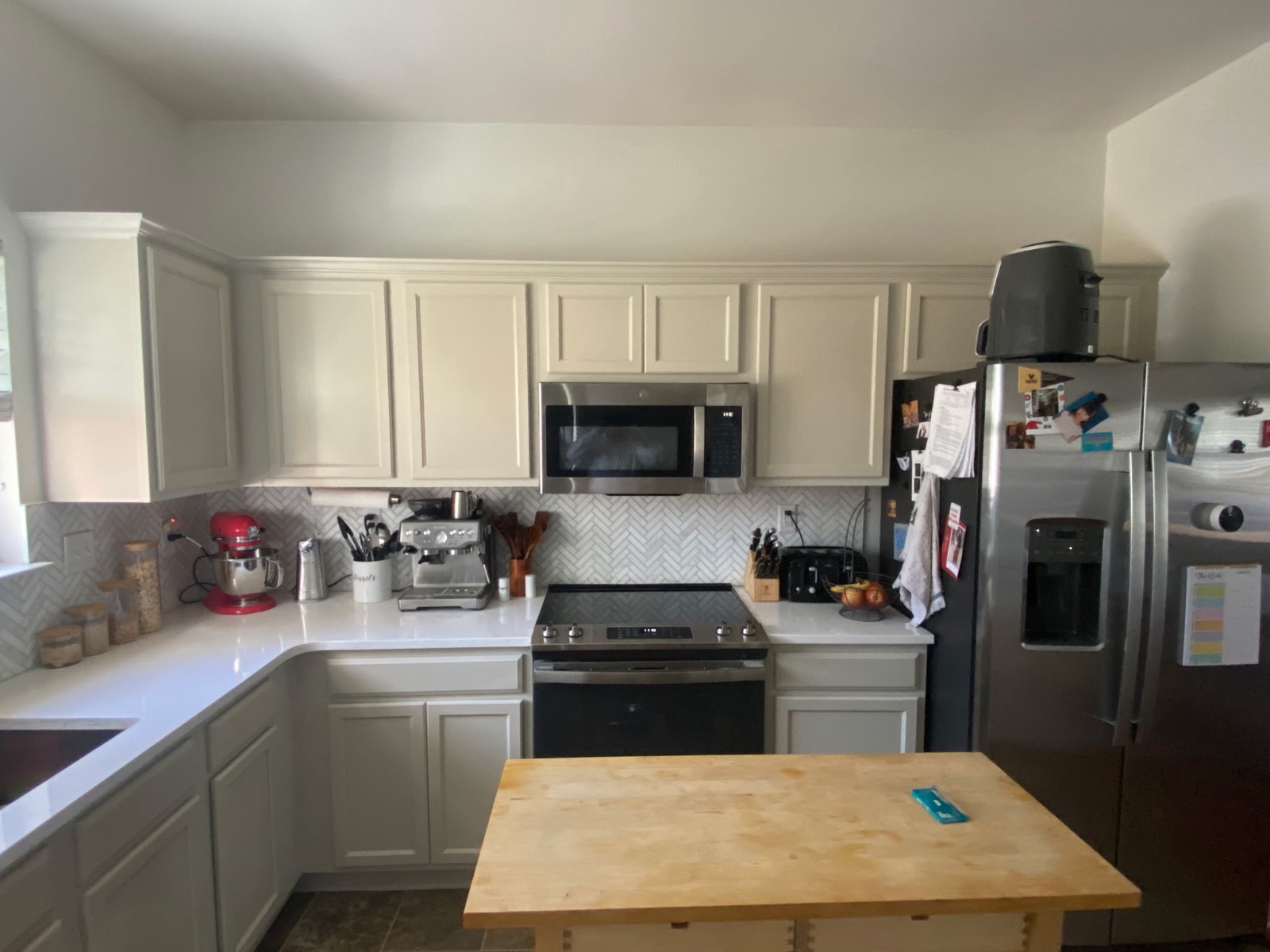 Freshly painted kitchen cabinets in a Memphis home